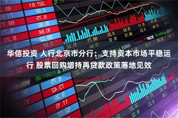 华信投资 人行北京市分行：支持资本市场平稳运行 股票回购增持再贷款政策落地见效